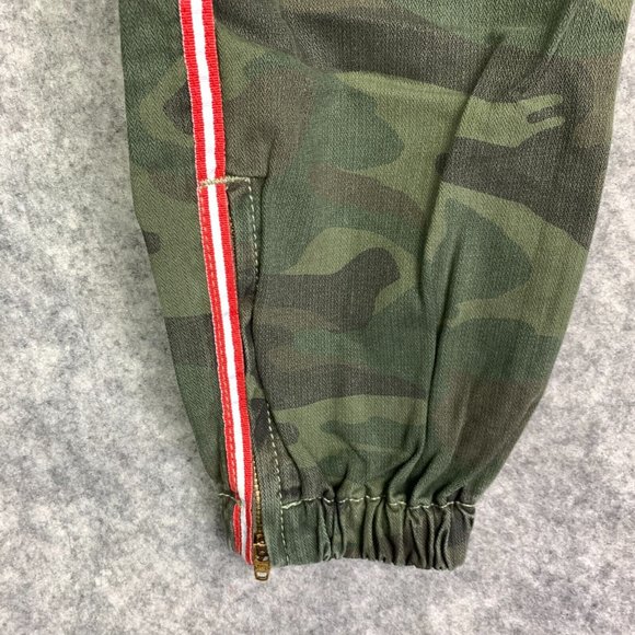Sundry Jogger Pants Womens 25 Green Camo Cotton Twill Side Stripe Ankle Zip NWT - Picture 12 of 16
